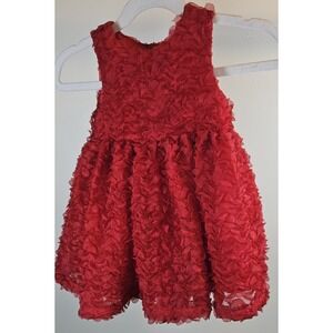 Cat And Jack All Over Red Ruffles Girl Dress Size 12 Months - 100% Polyester